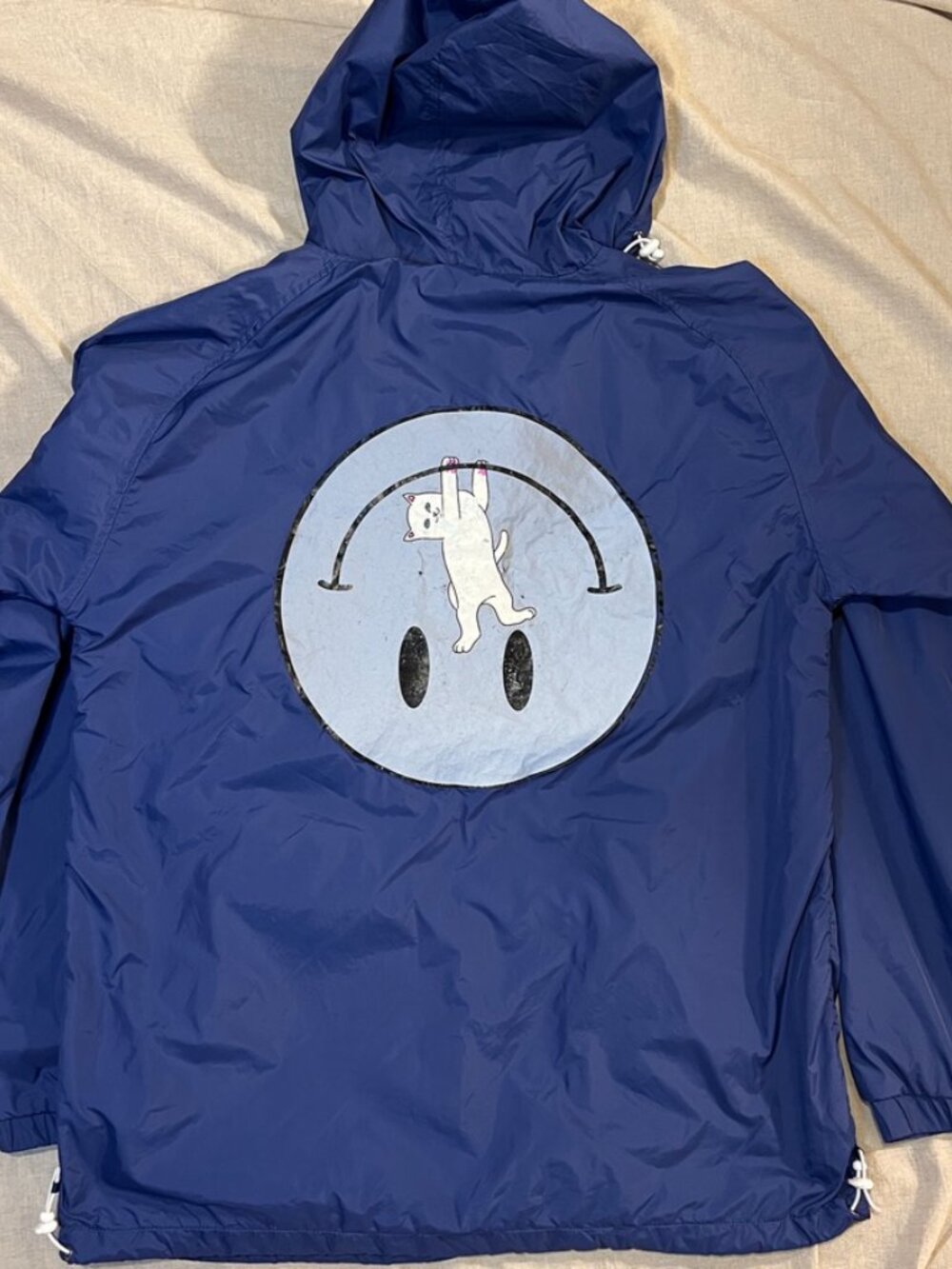 RIPNDIP Lord Nermal Windbreaker Mens XL Blue Smiley Cat Anorak Skate Jacket Y2K - Picture 13 of 15